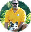 Bob Young with Boomer the border collie, founder of Geese Chasers